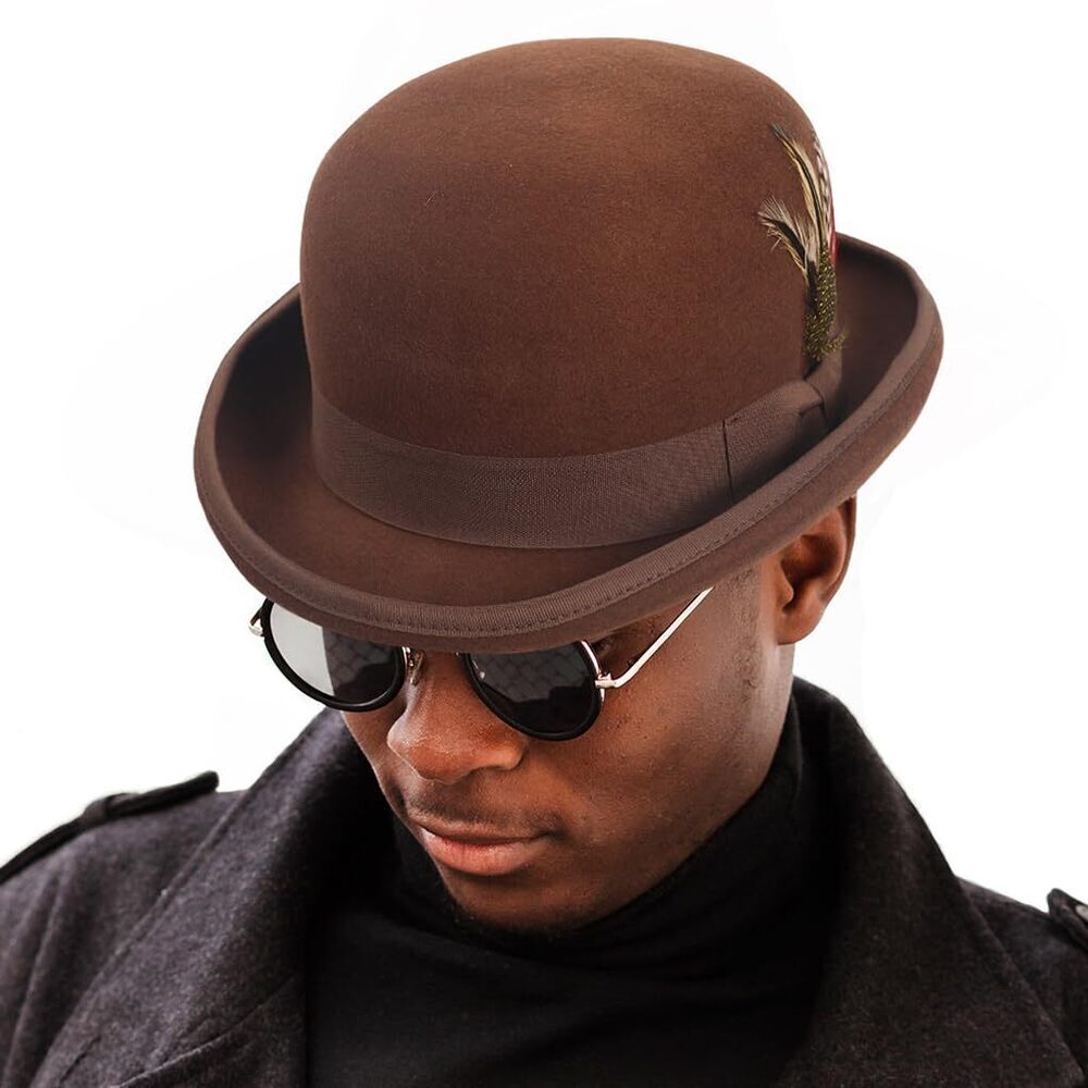 1478 Wool Fedora Hats Short Brim Felt Bowler Hat